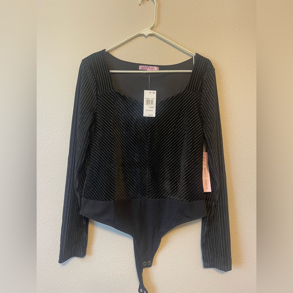 Black long sleeve body suit XL